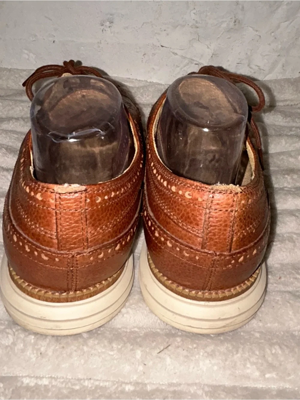 Cole Haan Brown Leather Wingtip Derbys Cream Sole